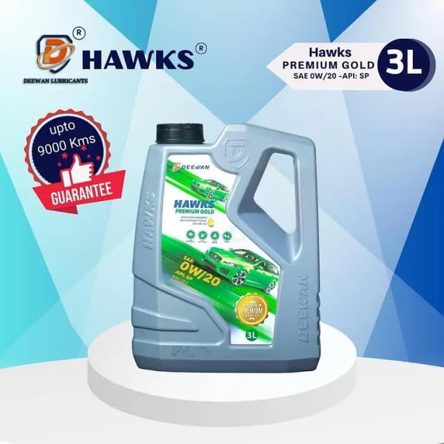 Deewan Hawks Premium Gold SAE 0W-20 API SP Engine Oil - 3 Liters