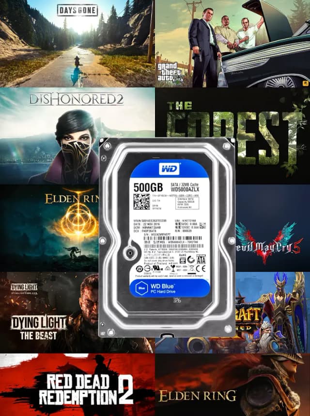 500/512 gb hard disk drive hdd with many games preloaded plug play