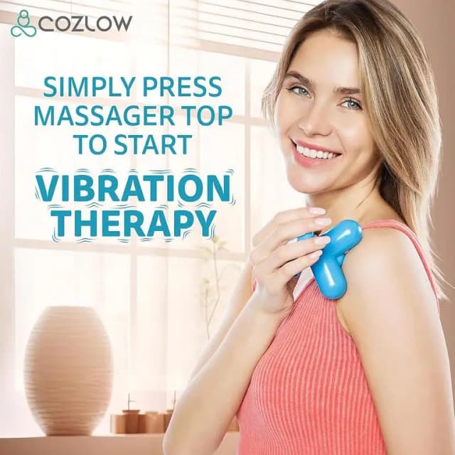 RN Mini Tripod Electric Massager - Portable Handheld Device for Back, Neck & Body - Blue - Muscle Relief with 2 Power Modes