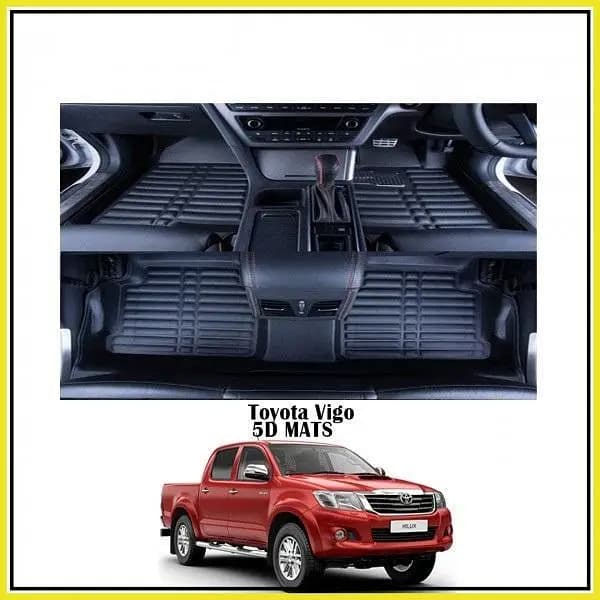3Pcs 5D Floor Mats for Toyota Vigo — Black, Premium Quality