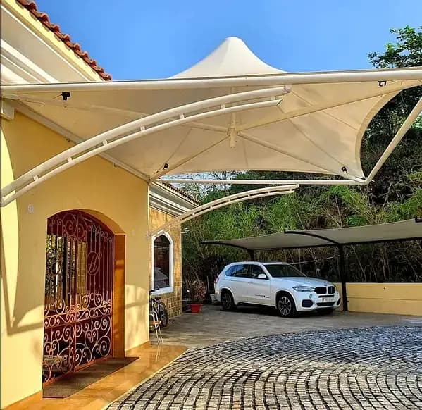 Wall mounted canopy / Car parking roof / Tensile pvc fabric shade