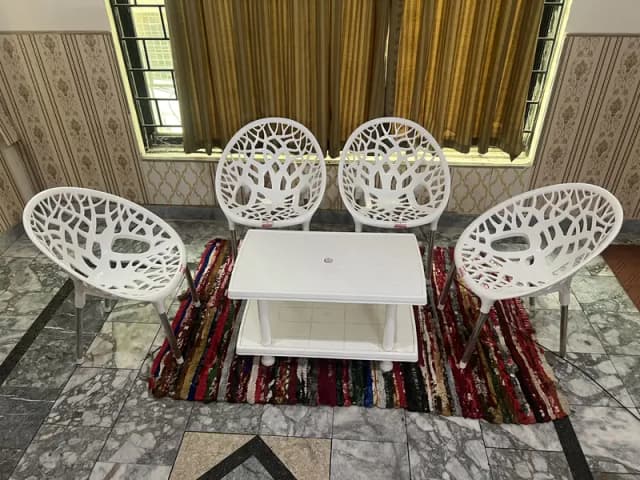 White Color Chairs and Table Set